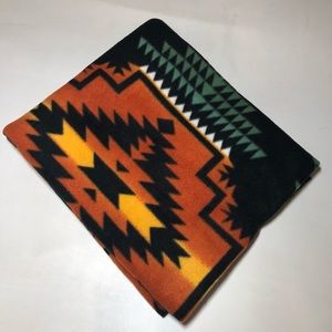 Zoofleece Orange Black Southwestern Native American Indian Blanket 50 x 60"